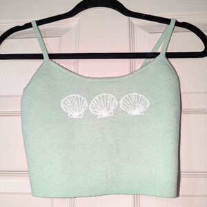 Mint Green Seashell Cropped Tank